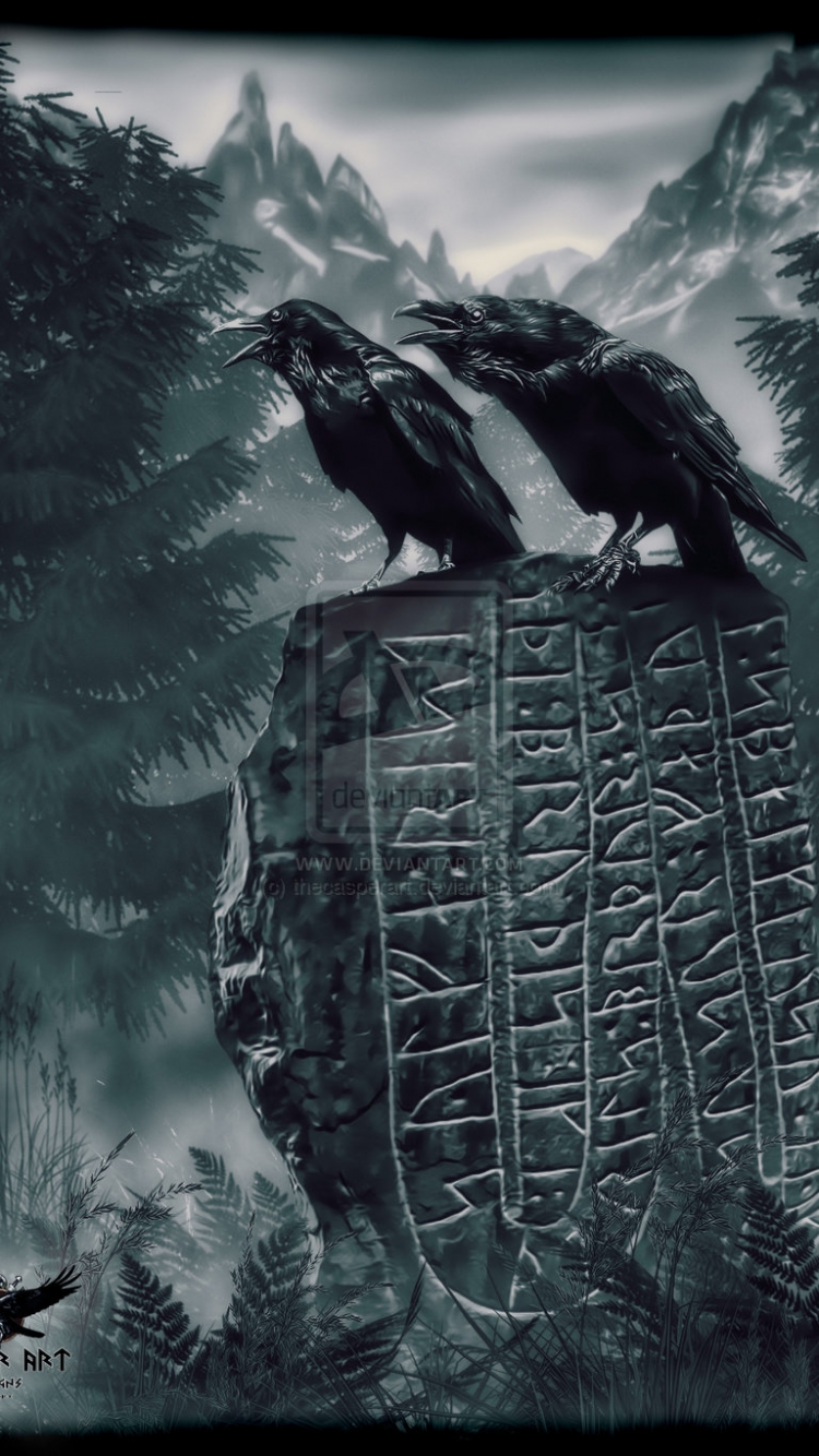 Huginn And Muninn On A Runestone By Thecasperart