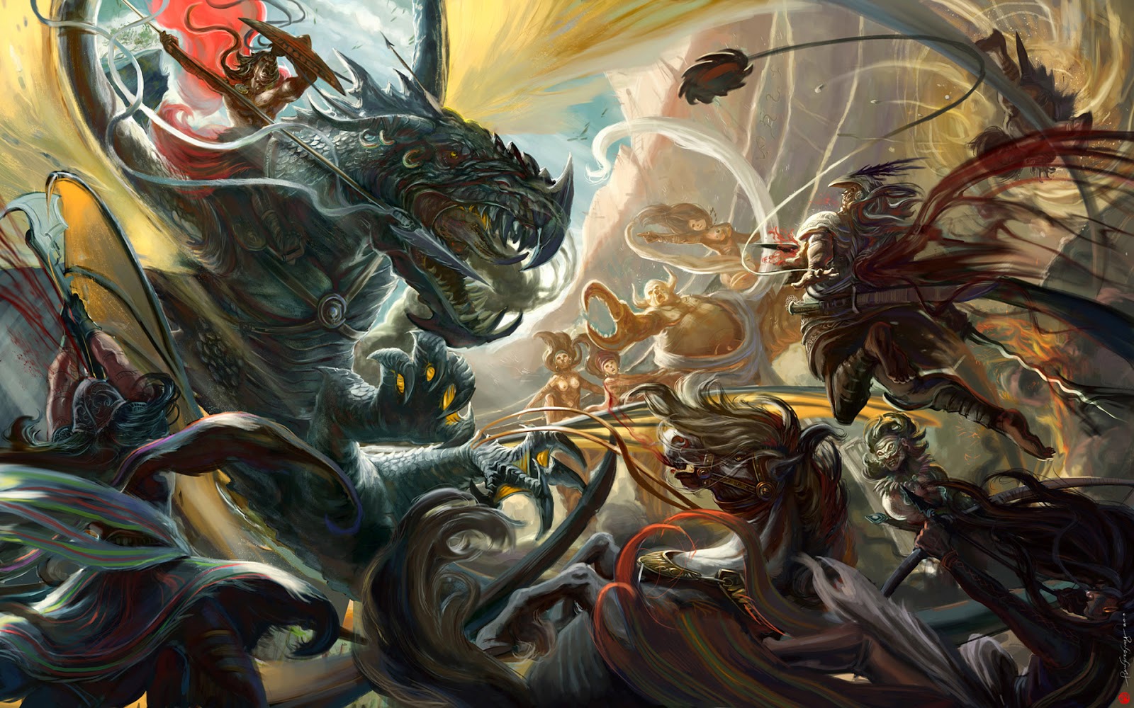 Dragon Warrior Fighting Weapon Armor Widescreen Fantasy HD Wallpaper