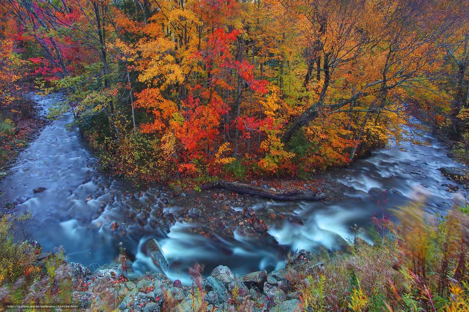 Wallpaper Horseshoe Bend In Autumn Vermont Usa Desktop