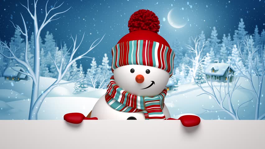 Christmas Snowman Salutation Animated Greeting Card 3d