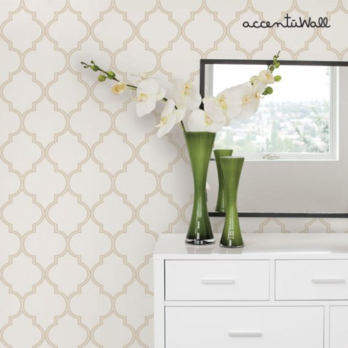 Moroccan Beige Peel and Stick Fabric Wallpaper Repositionable 500x500
