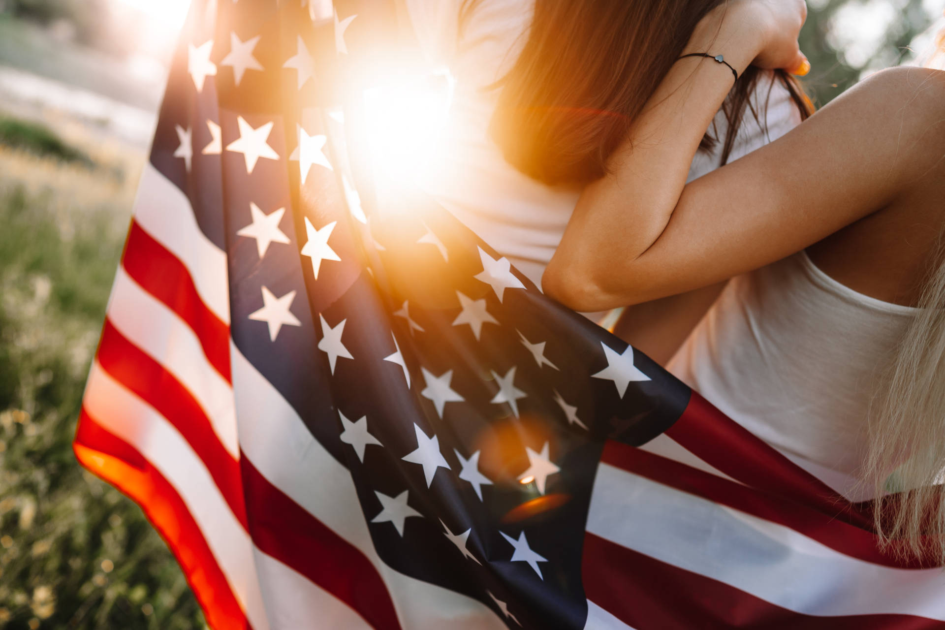 Sunlight Striking Usa Flag iPhone Wallpaper