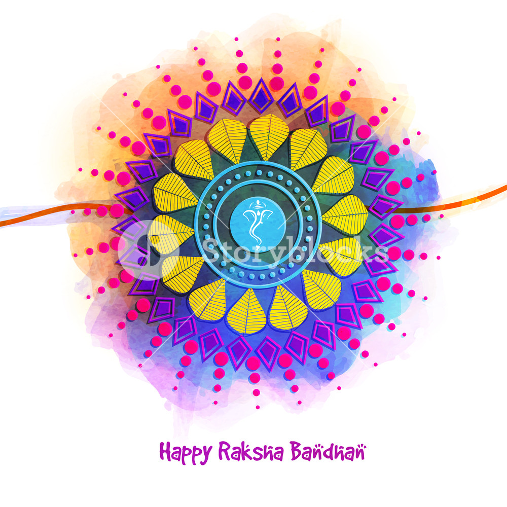 Beautiful Creative Rakhi On Colourful Abstract Background For