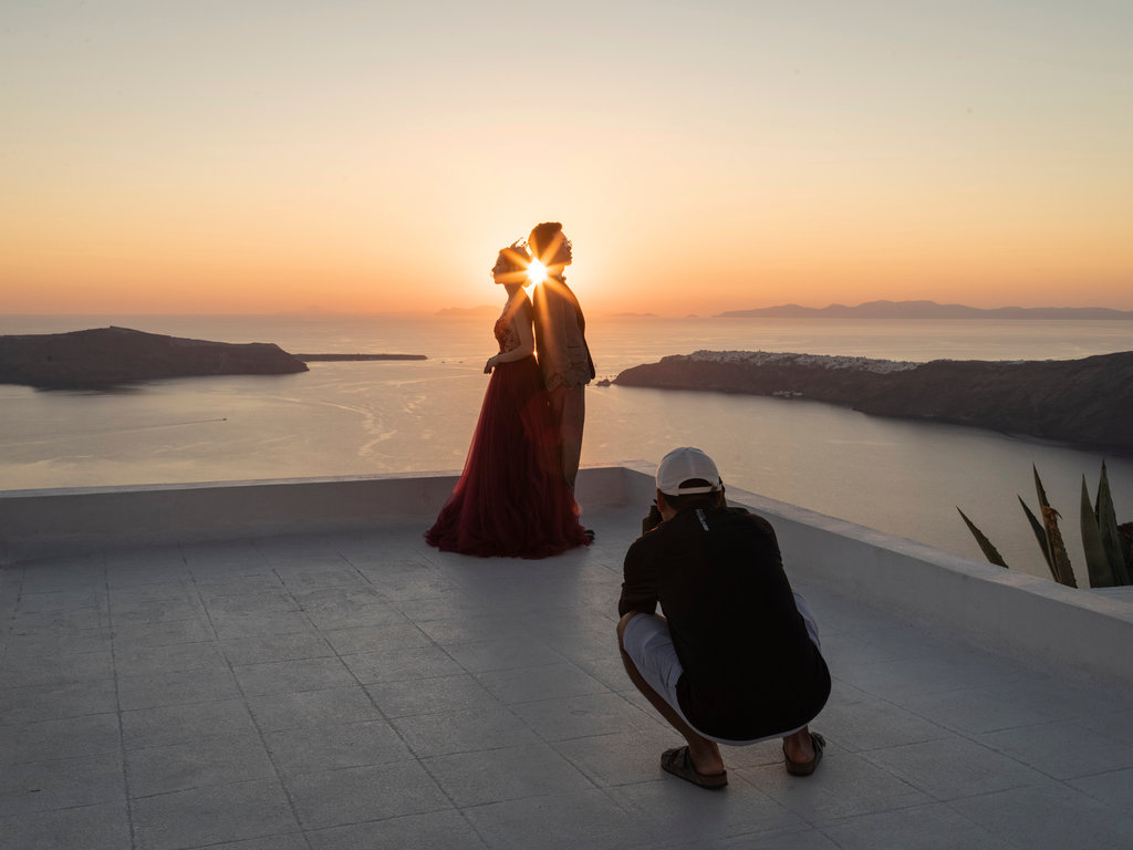 The Bride Groom And Greek Sunset A Perfect Wedding