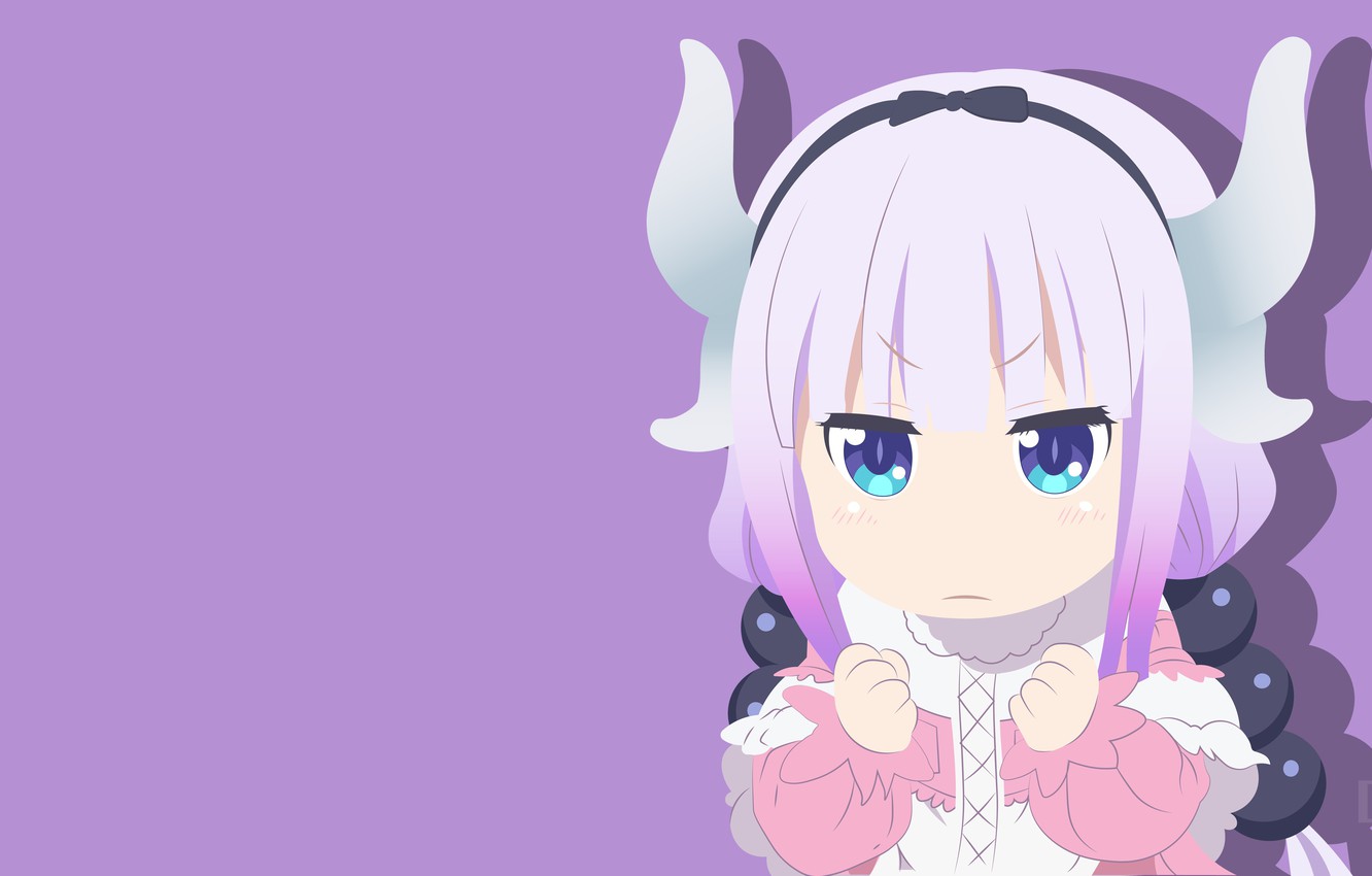 Wallpaper Girl Purple Background Kobayashi San Chi No Maid