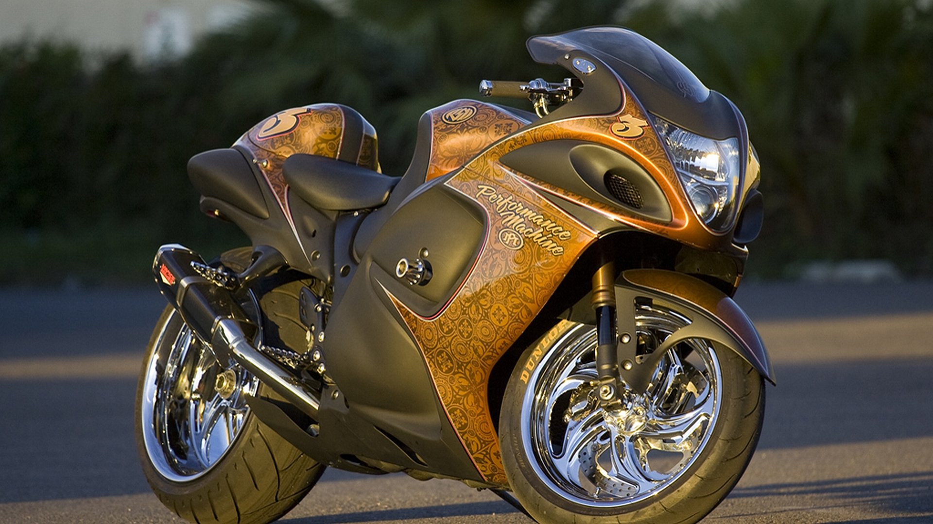 Custom Suzuki Hayabusa Motorcycle with Gold Accents