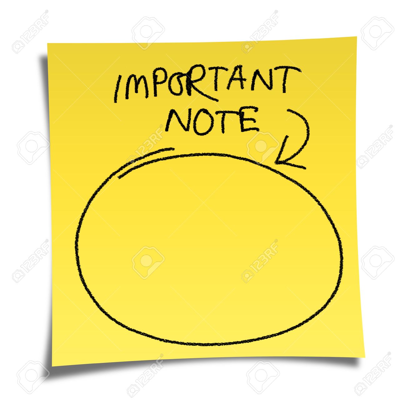 Yellow Note Paper On White Background With Message Important