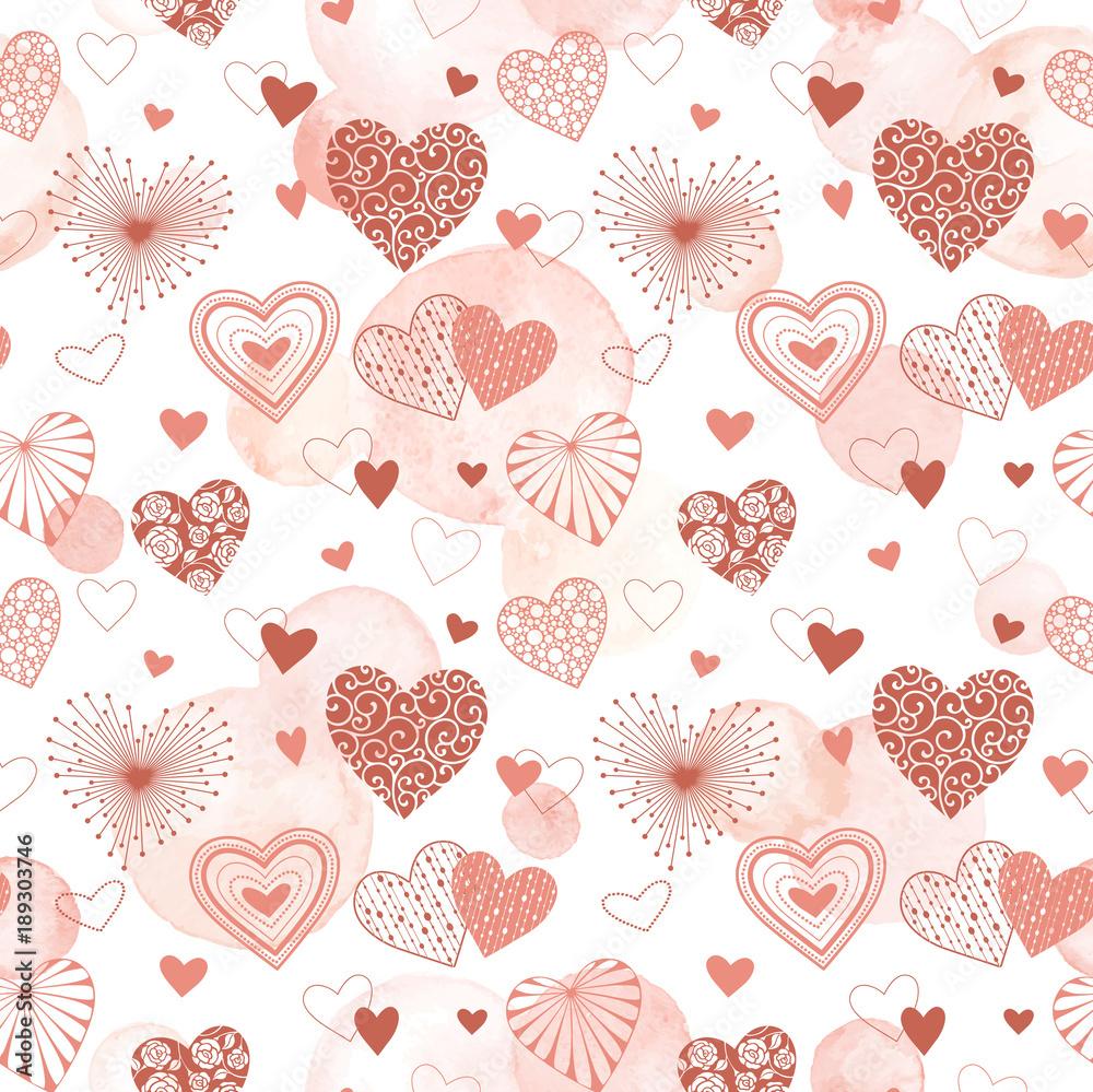 Cute Vector Hearts Seamless Background Valentine Day
