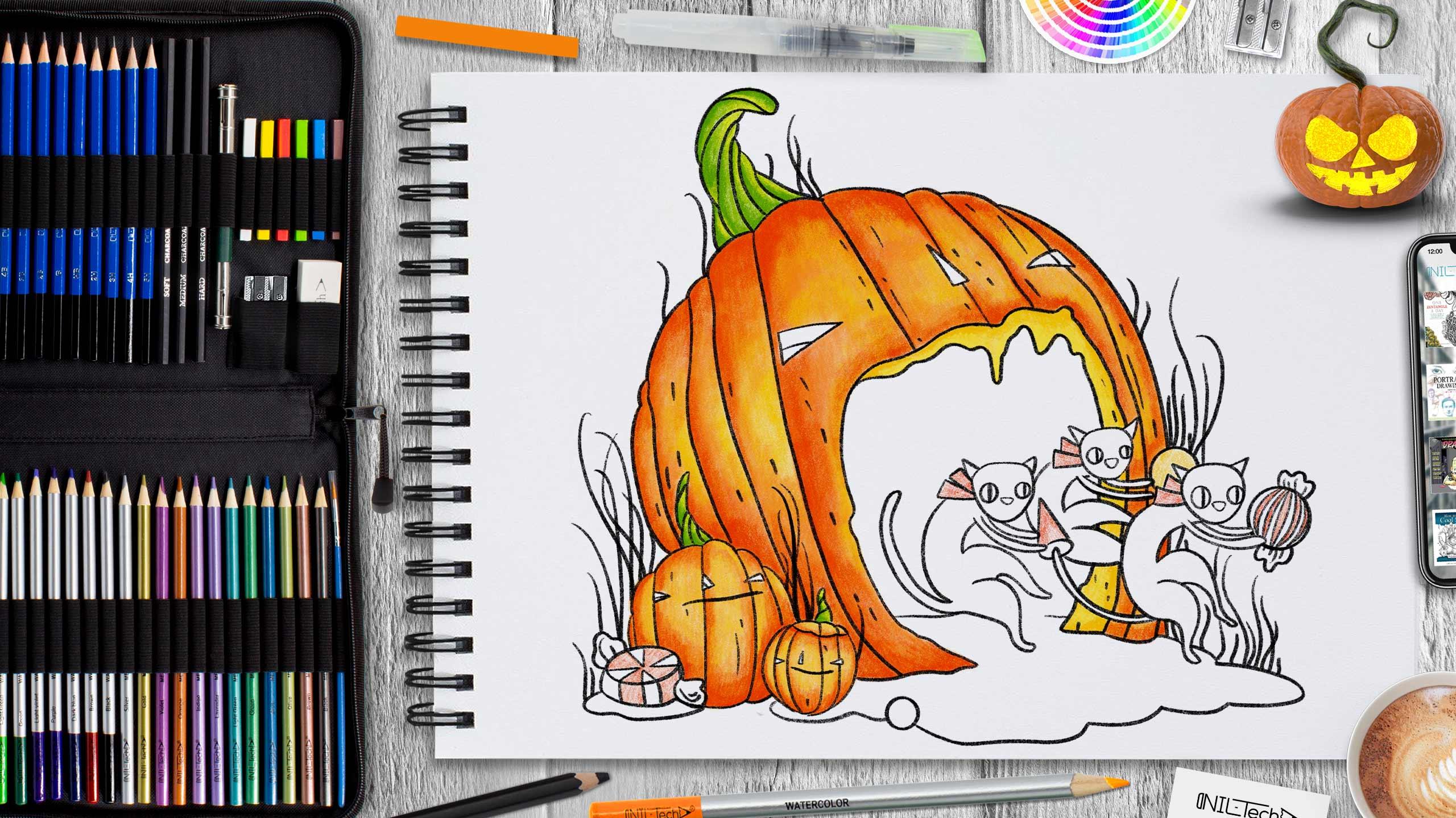 How To Draw Halloween Jack O Lantern Step By Shop Nil Tech