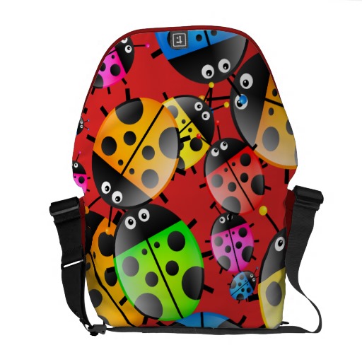 Colourful Cute Cartoon Ladybug Wallpaper Courier Bags