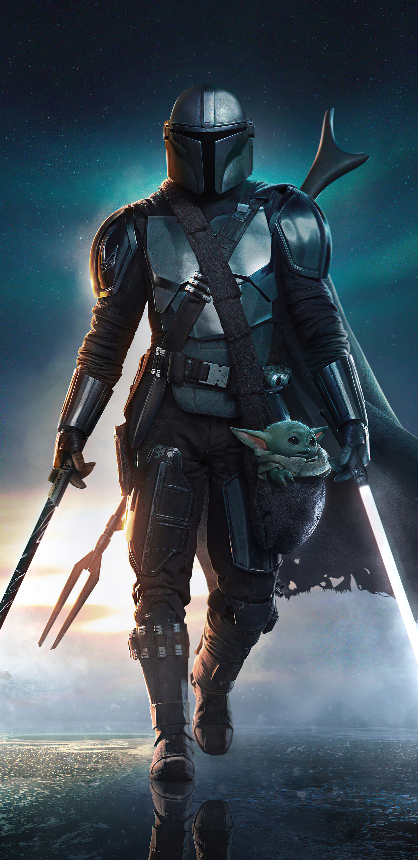 The Mandalorian Light And Dark Sabers 4k Samsung Galaxy Note Wallpaper