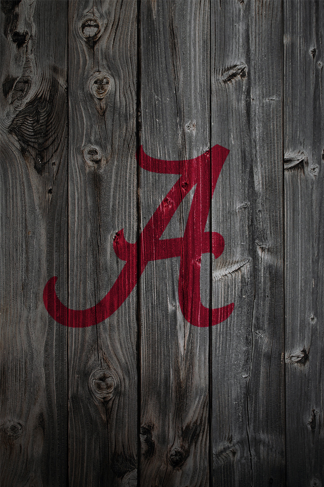 Alabama Crimson Tide Logo On Wood Background iPhone Wallpaper