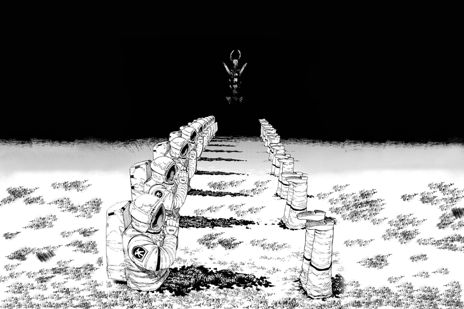 Anime Chainsaw Man Aki Hayakawa Monochrome Astronaut HD Wallpaper
