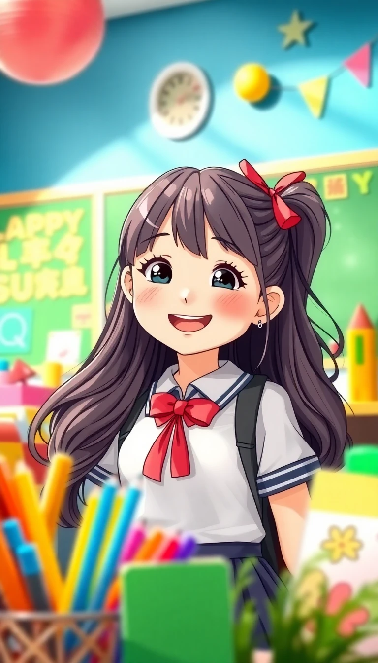 Cute School Girl Wallpaper