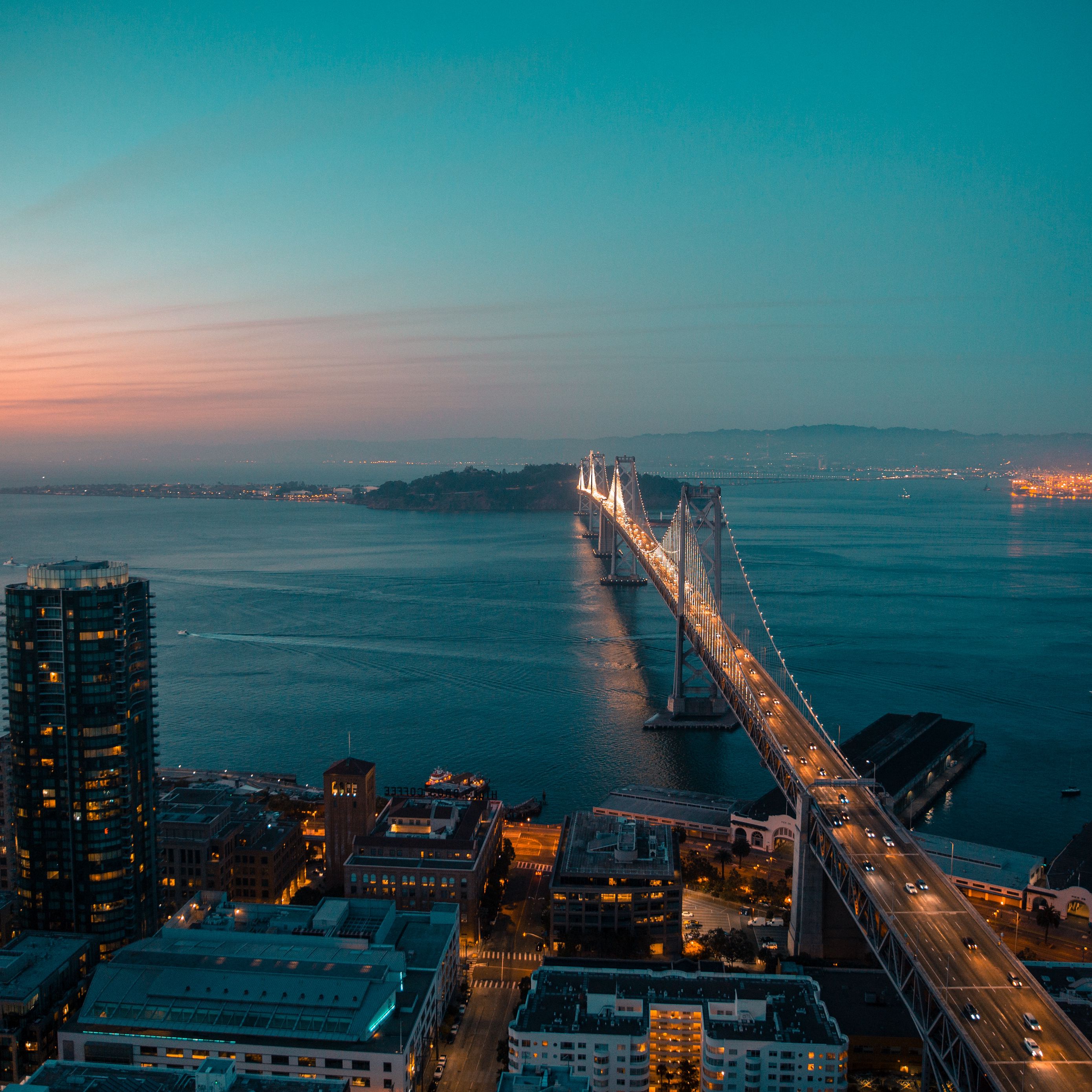 Wallpaper San Francisco Night City Bridge