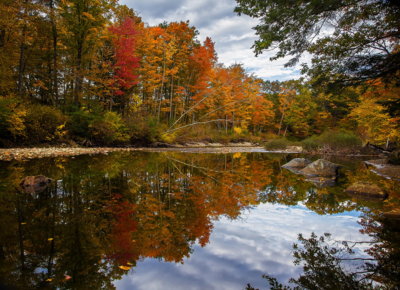 Wallpapers USA Sunday River Bethel Maine Nature Autumn Reflection
