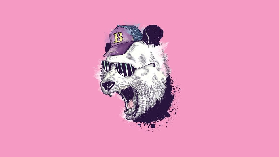 Pink Panda Sunglasses Baseball Cap Mouth Humor Wallpaper