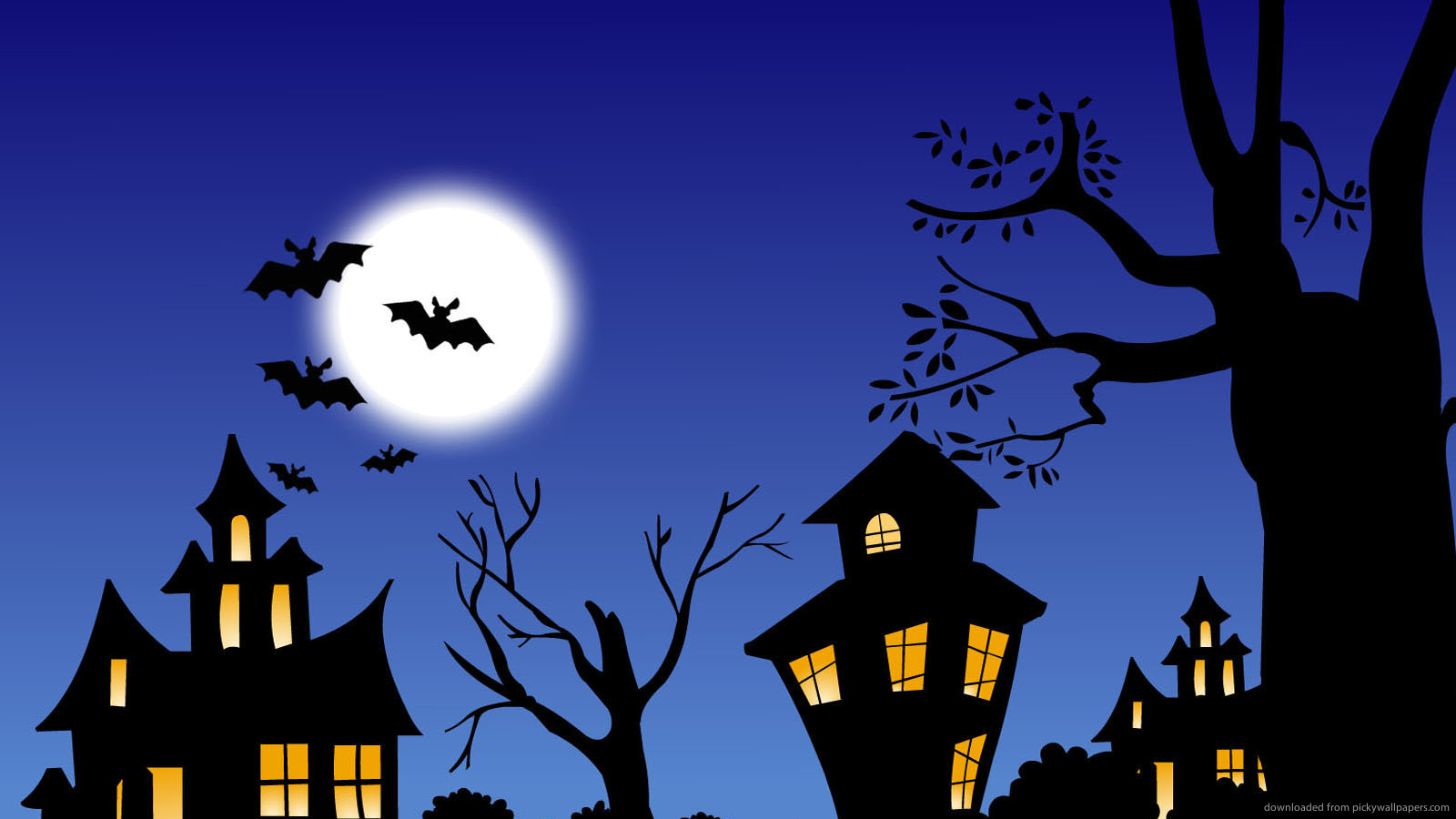 Halloween Night Village Art Wallpaper