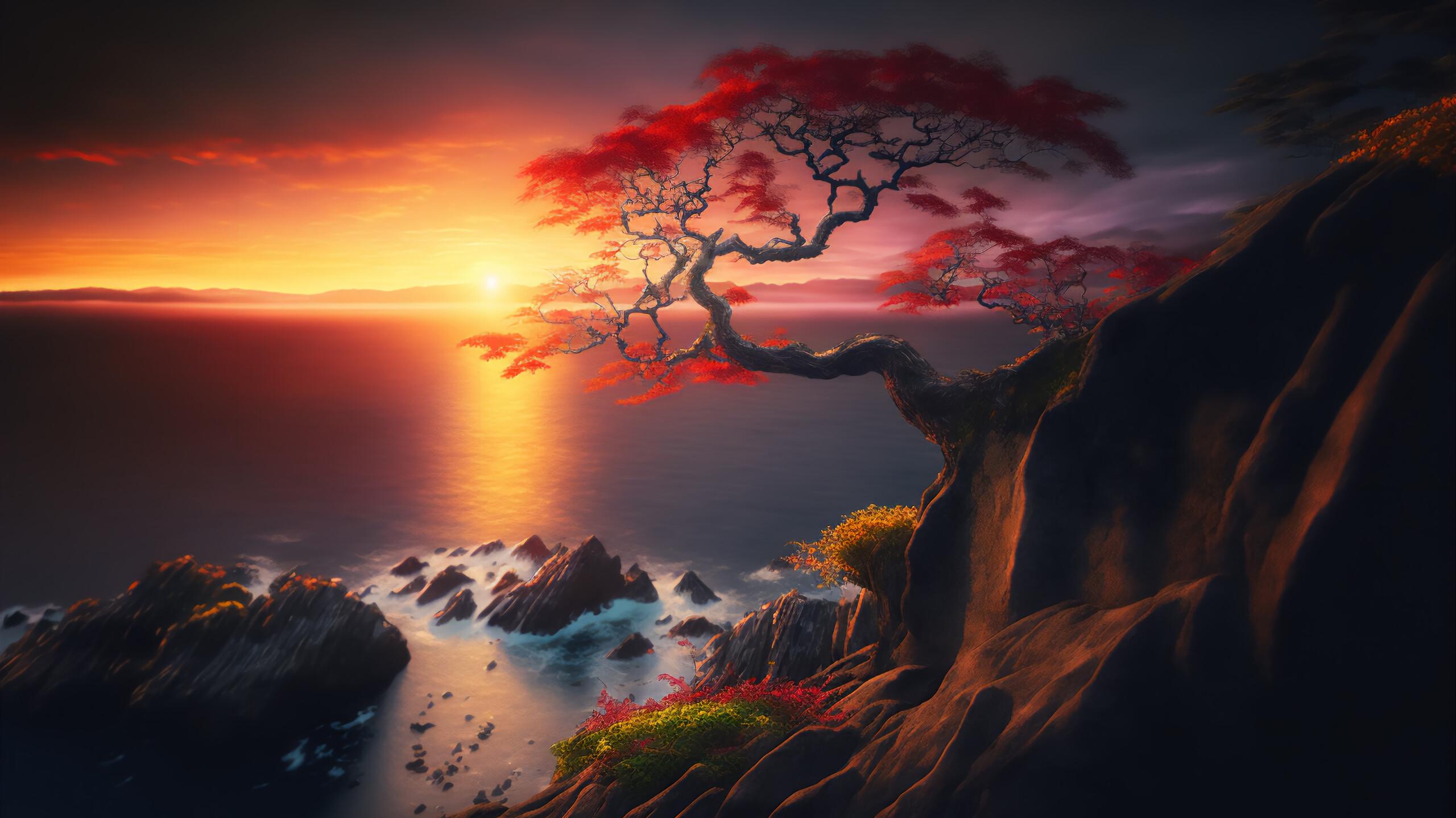  Download Beautiful Sunset Sea Coast Scenery 4k Wallpaper IPhone HD 