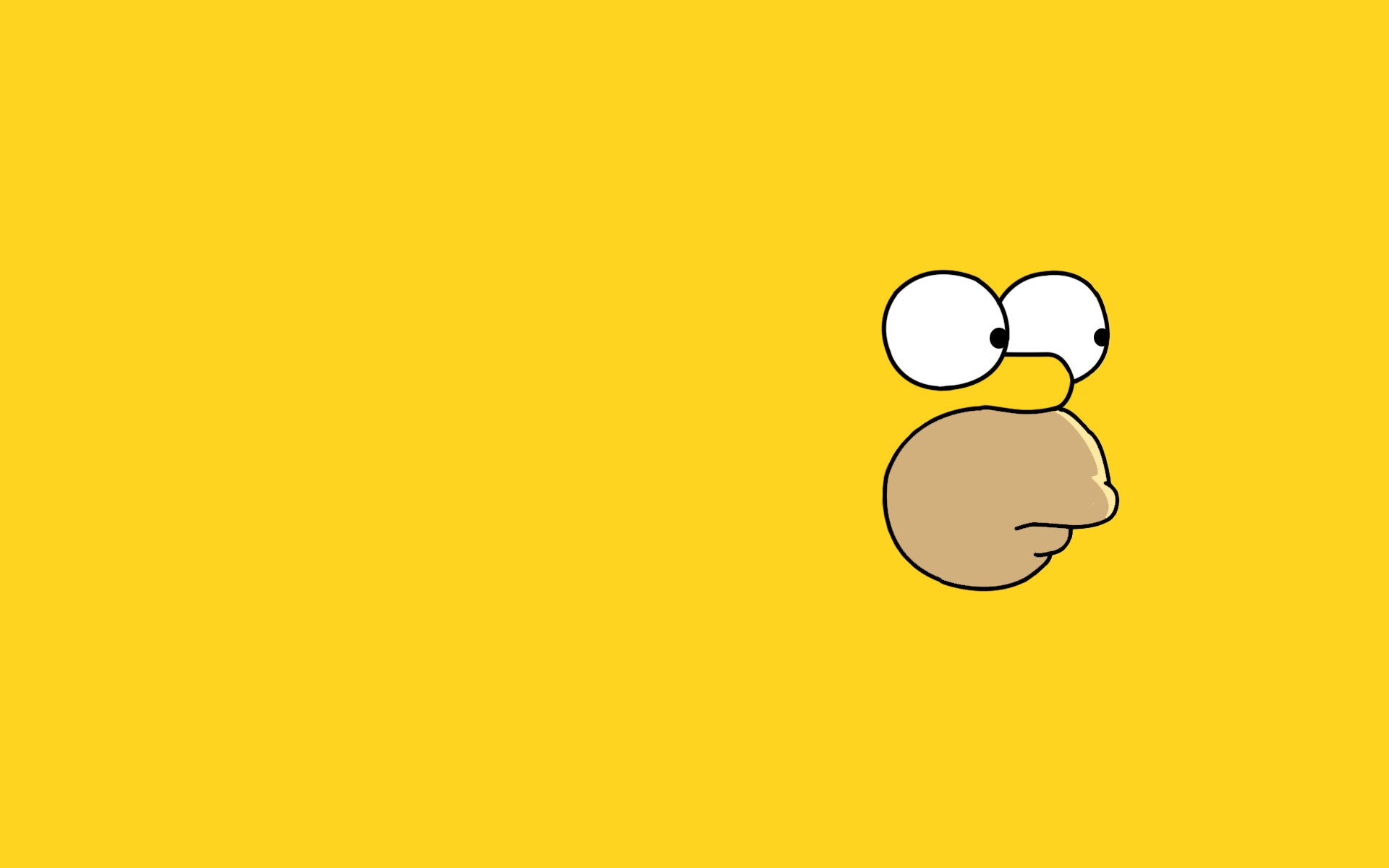 Close-up of Homer Simpson's face on a vibrant yellow background, a minimalist cartoon 4k wallpaper