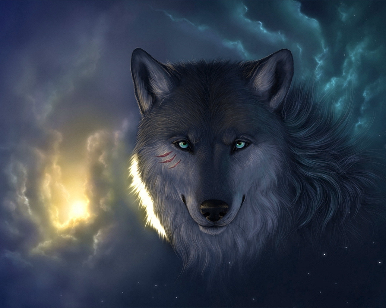 Illustrated Wolf Desktop Wallpaper Pictures