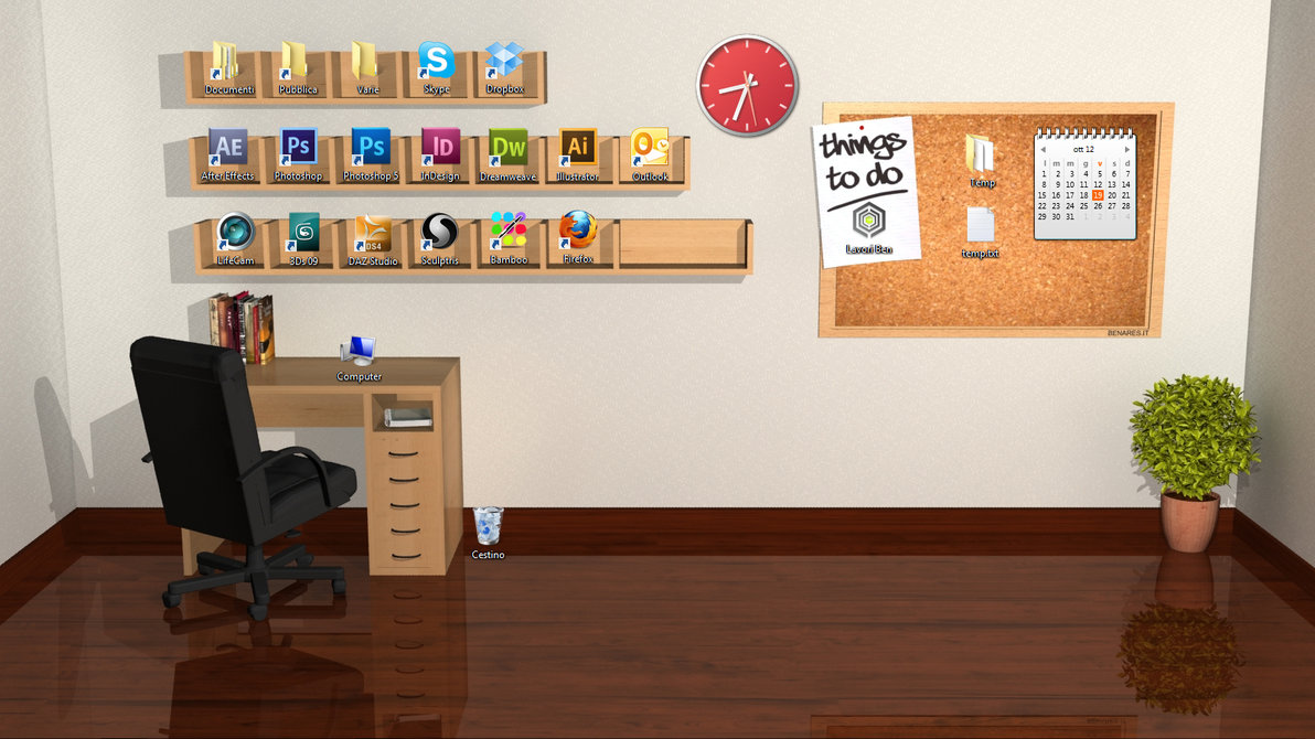3d Office Desktop Background Room Wallpaper