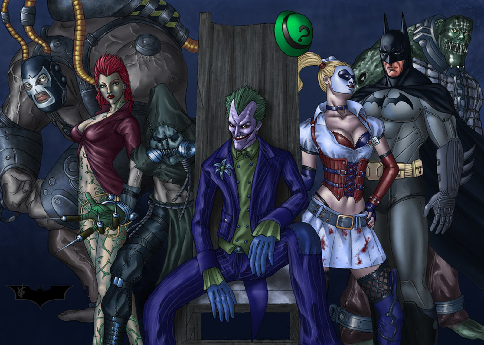 Joker Harley Quinn Scarecrow Poison Ivy Batman Arkham Asylum Wallpaper