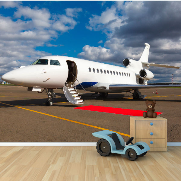 Private Jet Parked On Runway Wallpaper Mural Design Wm097