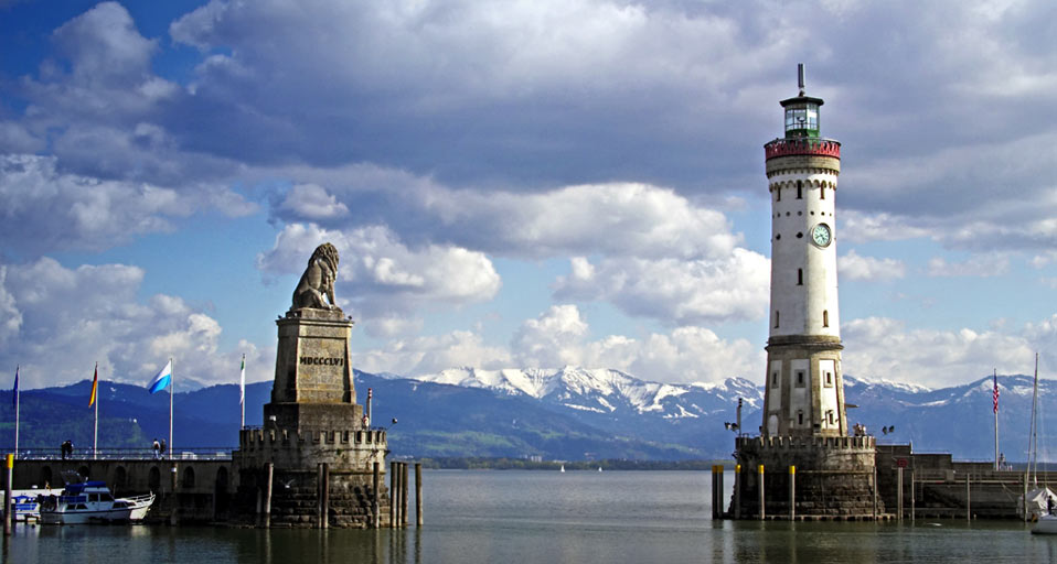 Lindau Harbor With Lighthouse And Lion