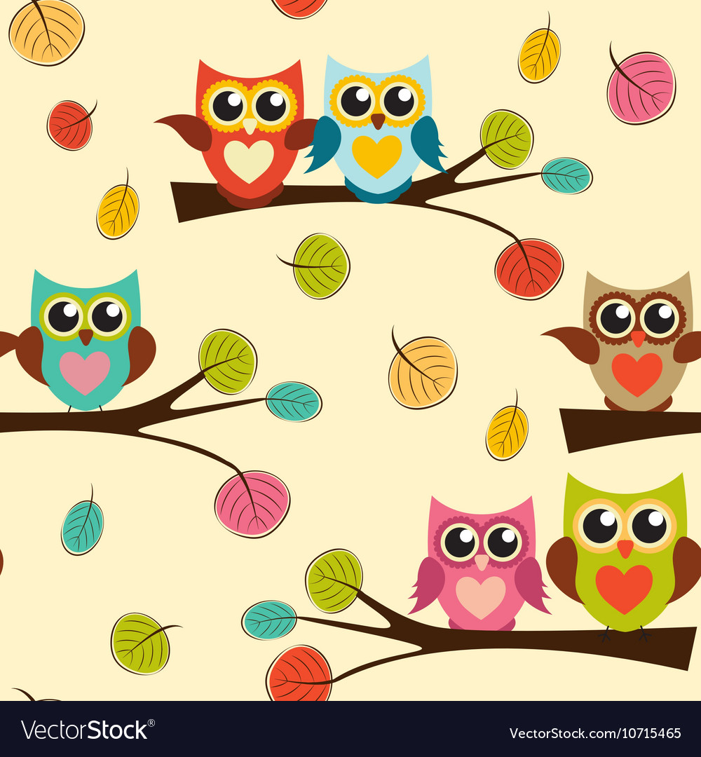 Cute Owl Seamless Pattern Background Royalty Vector