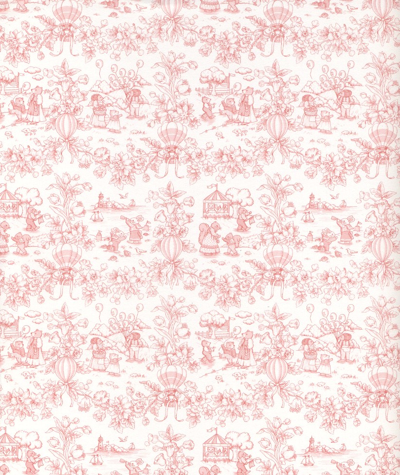 wallpapers and fabrics from this collection Pink toile wallpaper