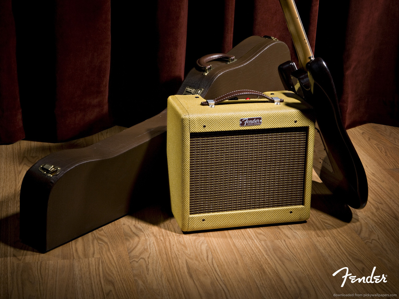 Fender Amplifier Guitar And Case Wallpaper