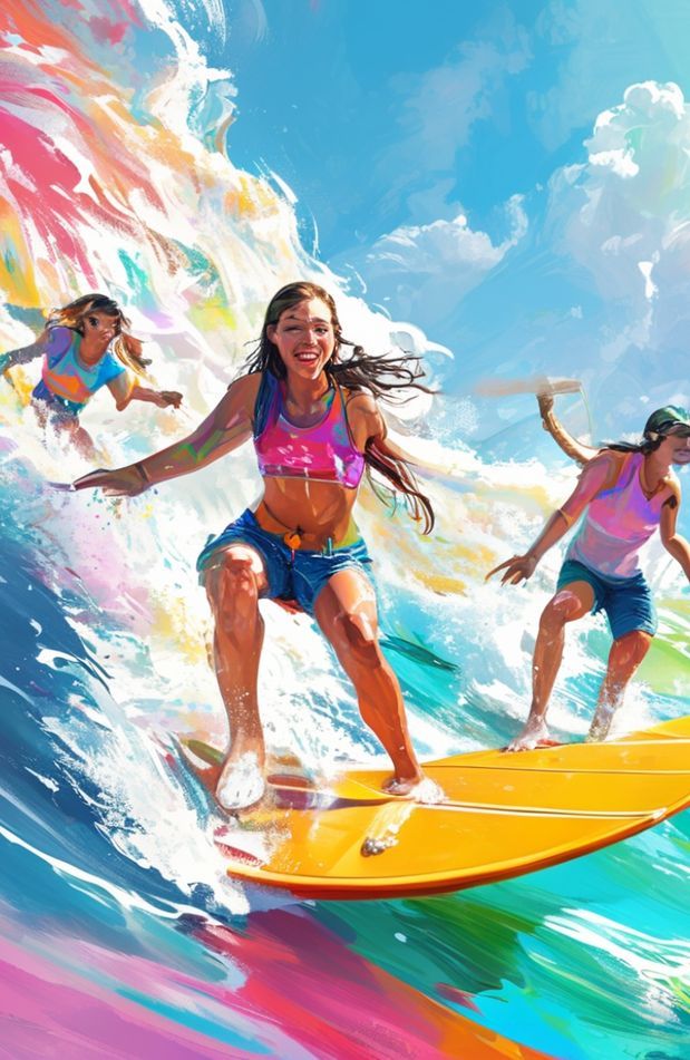 Girls Surfing Wallpaper