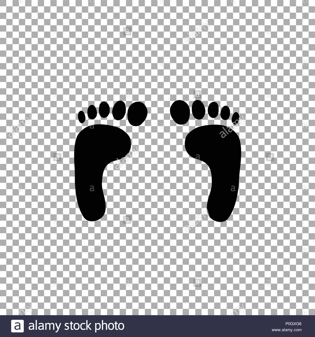 Black silhouette of human barefoot footprint isolated on