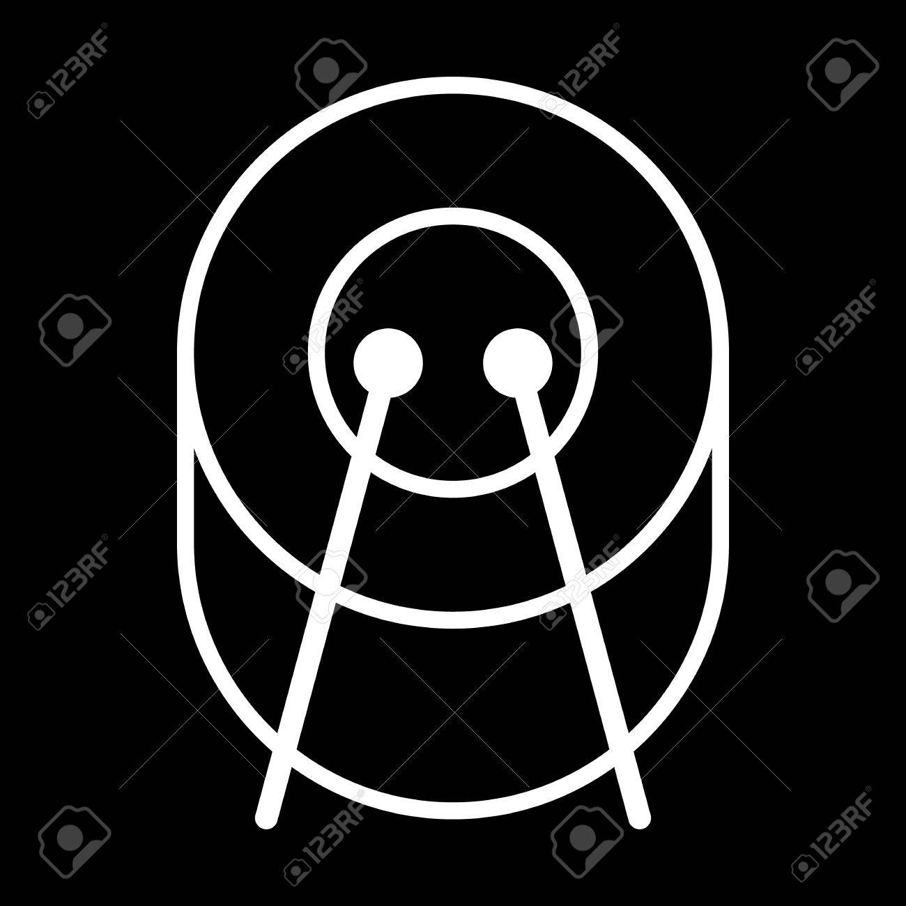 Drum Line Art Vector Icon Isolated On A Black Background Royalty