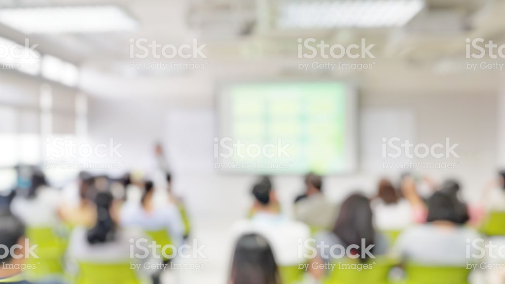 Blur Abstract Background Teacher In Front Of Classroom For Meet