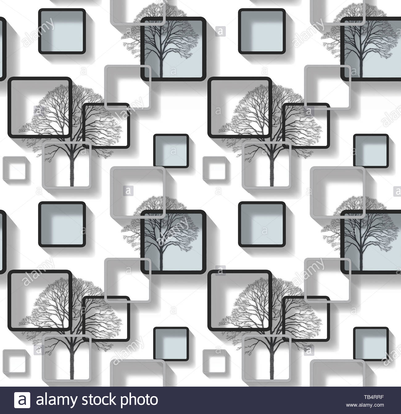 3d wallpaper abstract background with gray black squares Stock