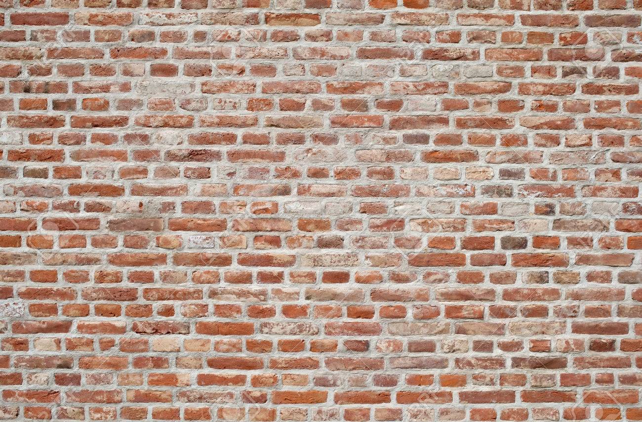 Red Brick Wall Background Of Old Vintage Stock Photo