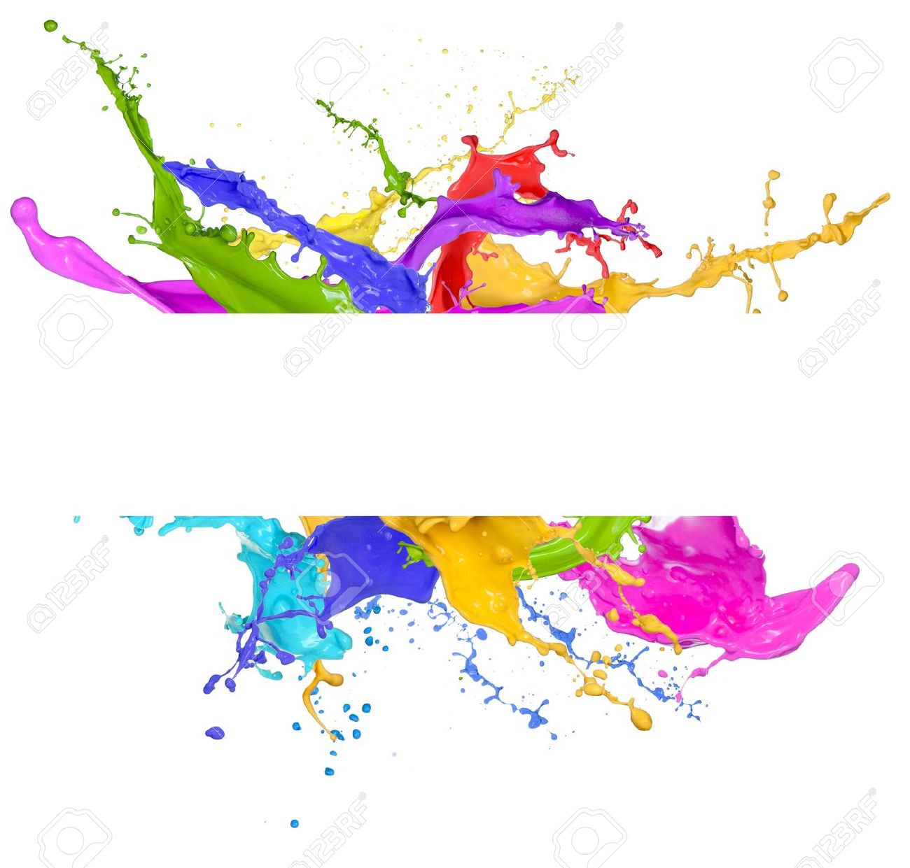 Colored Splashes In Abstract Shape Isolated On White Background