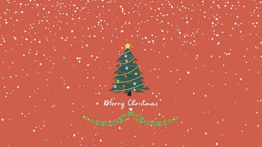 A Christmas Tree With Snow Falling On It Wallpaper