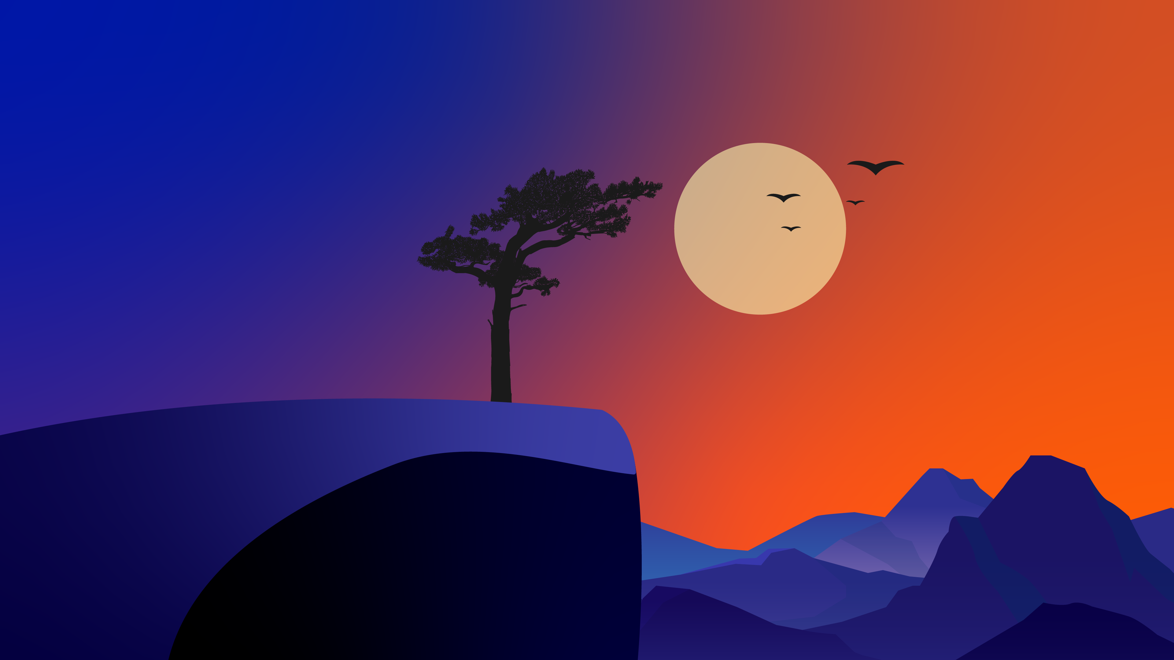 4k Minimalist Landscape Sunrise