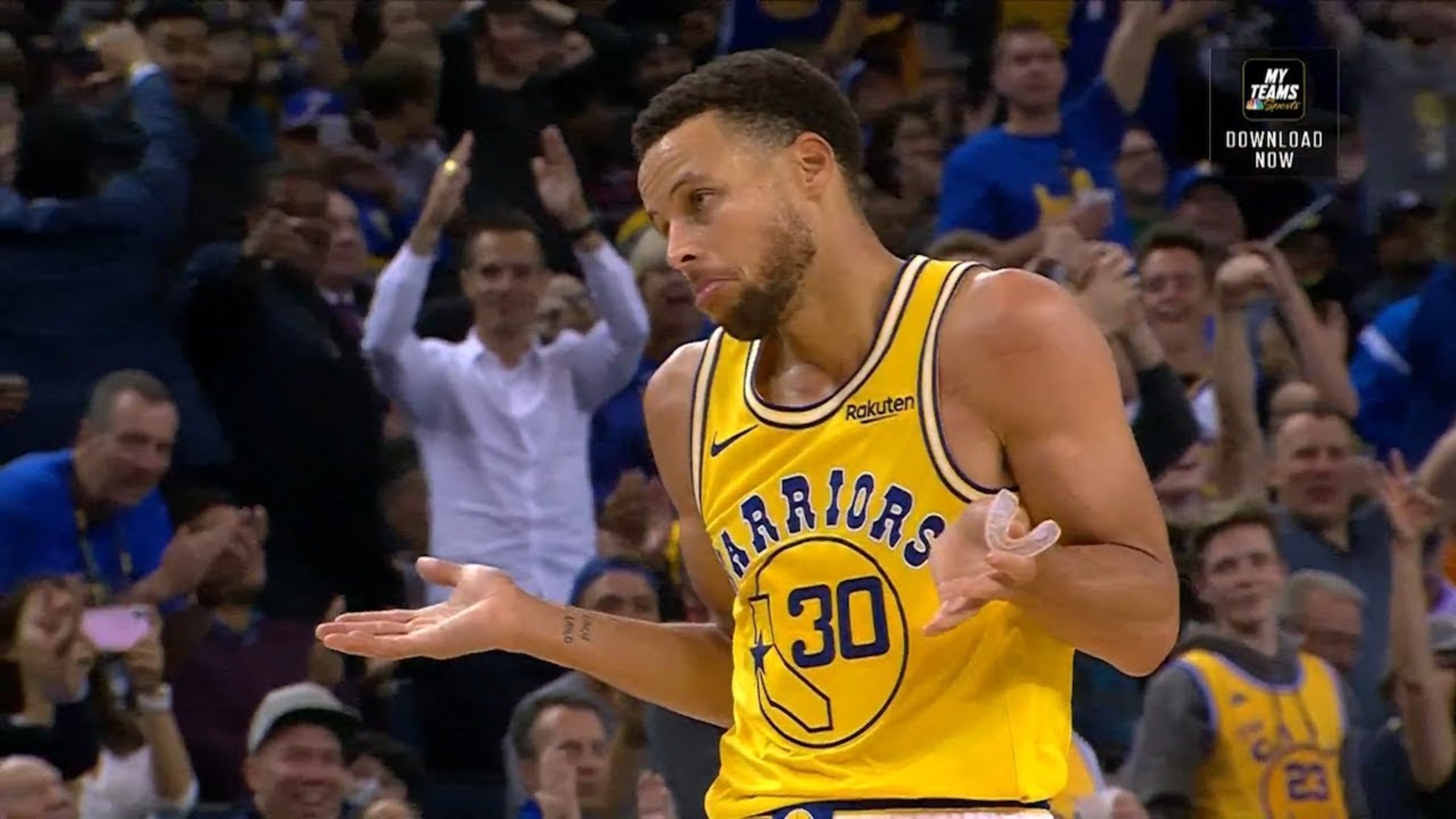 Steph Curry Does Mj Shrug After Hitting A Deep Pointer Brighteon