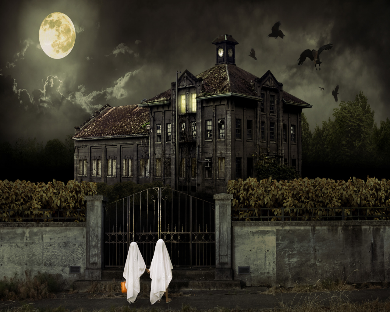 Wallpaper Holidays Halloween Scary House Desktop