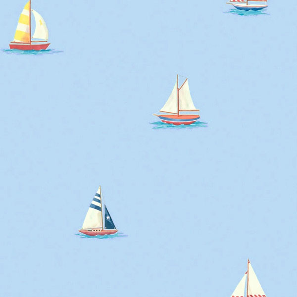 Details About Blue Nautical Sailboats Prepasted Wallpaper Roll Sail