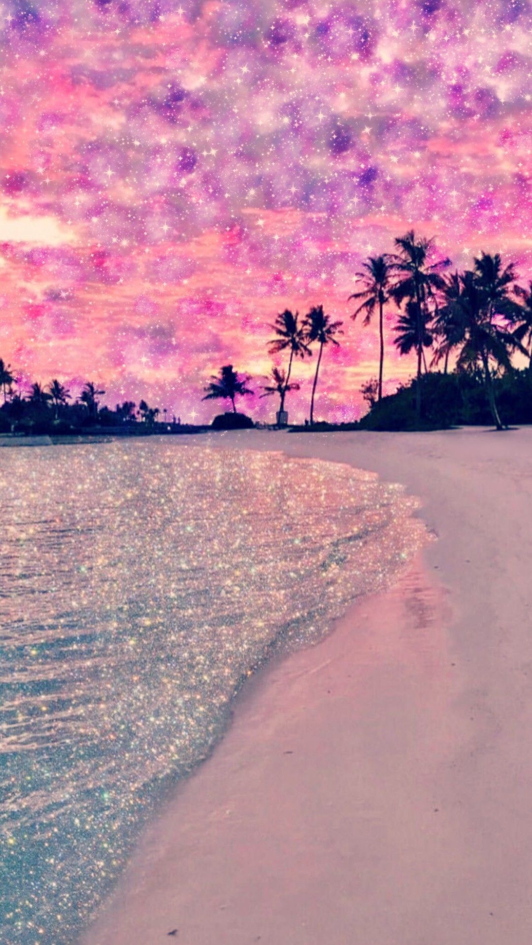 Galaxy Beach Made By Me Purple Sparkly Wallpaper Background