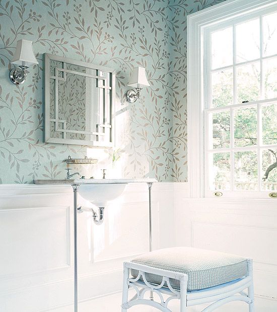 Love Wallpaper Above Molding Chair Rail Works Great For A Powder