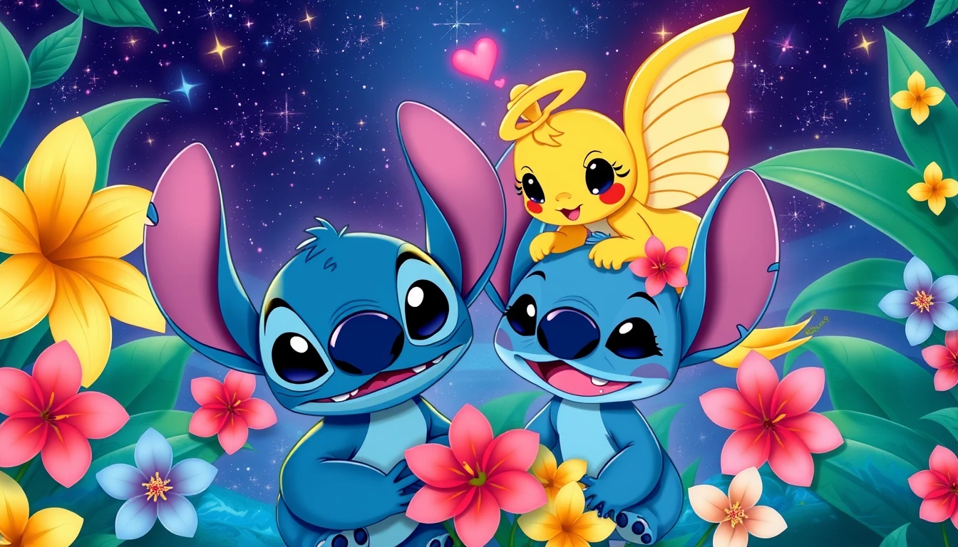 Stitch And Angel Couple Wallpaper