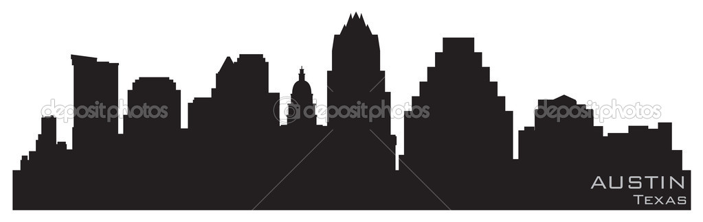 Austin Texas Skyline Detailed Vector Silhouette Stock Illustration