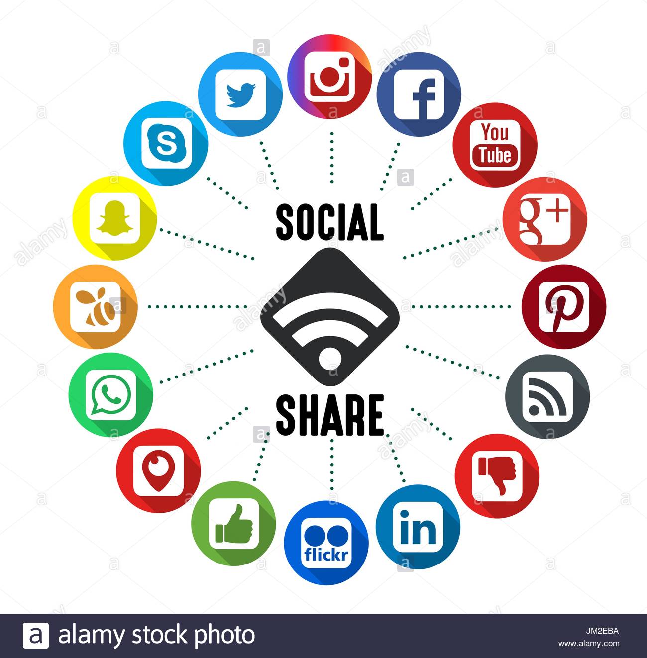 Social Share Icons With White Background Stock Vector Art