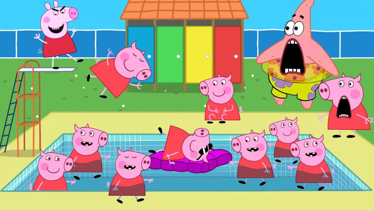 Peppa Swimming Pool Pig And Roblox Piggy Funny